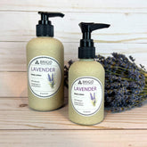 lavender body lotion eight and four ounce bottles in wheat straw bottles with plastic pump by brigid trading company hand made in the usa manufactured in america washington state kitsap county